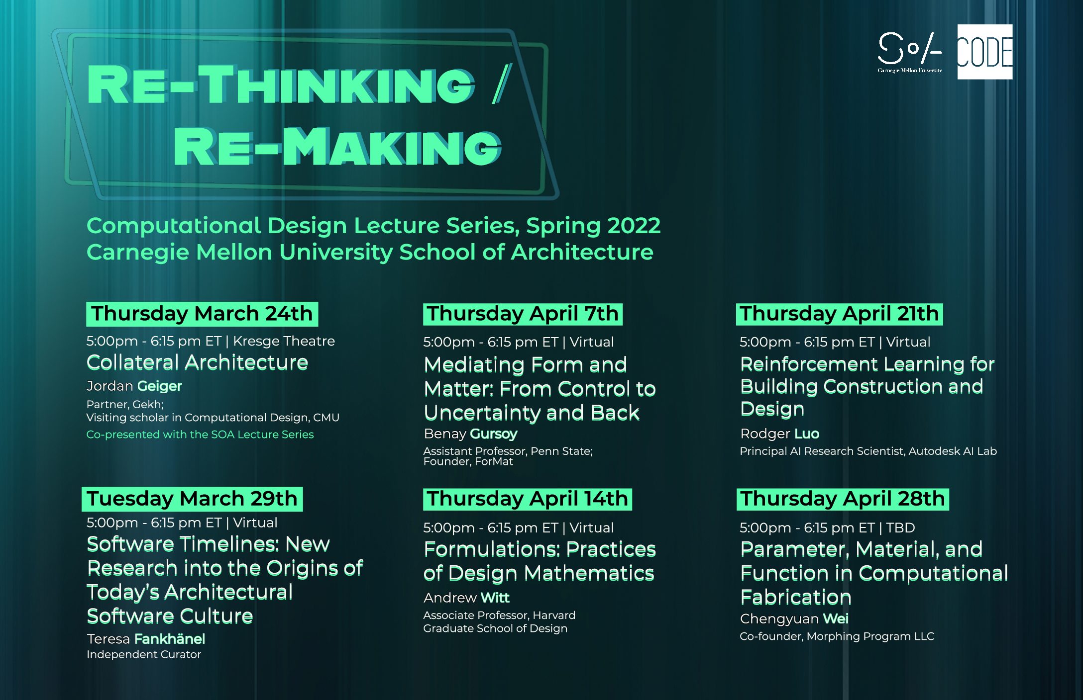 Computational Design Lecture Series, Spring ’22 | CodeLab